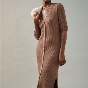 Free People Ribbed Brown Cardigan Dress